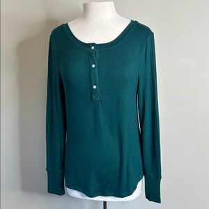 Soma Teal Long Sleeve Henley Top